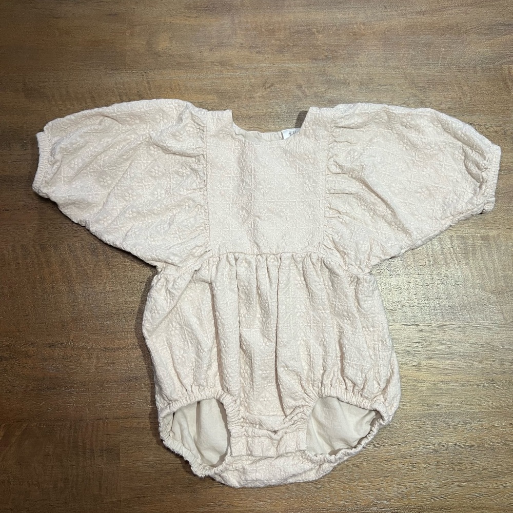 H&M Cream Textured Cotton Romper